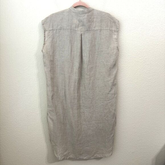 The Shanty Tunic Top Womens Medium Beige Linen Sleeveless - Picture 2 of 9